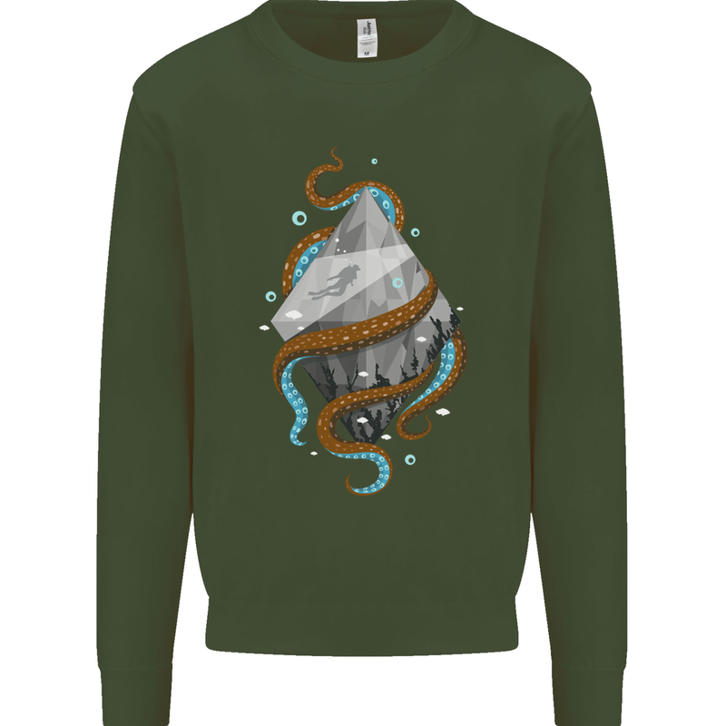 Abstract Scuba Diver Diving Dive Mens Sweatshirt Jumper Forest Green