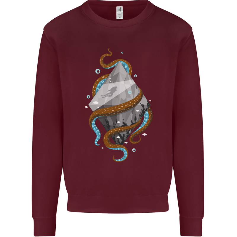 Abstract Scuba Diver Diving Dive Mens Sweatshirt Jumper Maroon