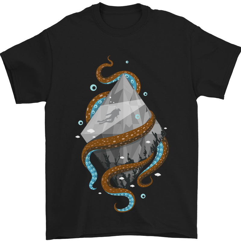 Abstract Scuba Diver Diving Dive Mens T-Shirt Cotton Gildan Black