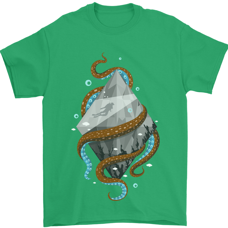 Abstract Scuba Diver Diving Dive Mens T-Shirt Cotton Gildan Irish Green