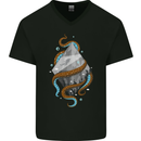 Abstract Scuba Diver Diving Dive Mens V-Neck Cotton T-Shirt Black