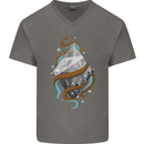 Abstract Scuba Diver Diving Dive Mens V-Neck Cotton T-Shirt Charcoal