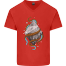 Abstract Scuba Diver Diving Dive Mens V-Neck Cotton T-Shirt Red