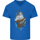 Abstract Scuba Diver Diving Dive Mens V-Neck Cotton T-Shirt Royal Blue