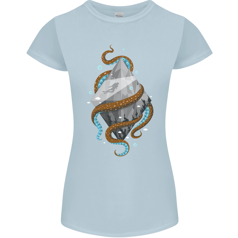 Abstract Scuba Diver Diving Dive Womens Petite Cut T-Shirt Light Blue