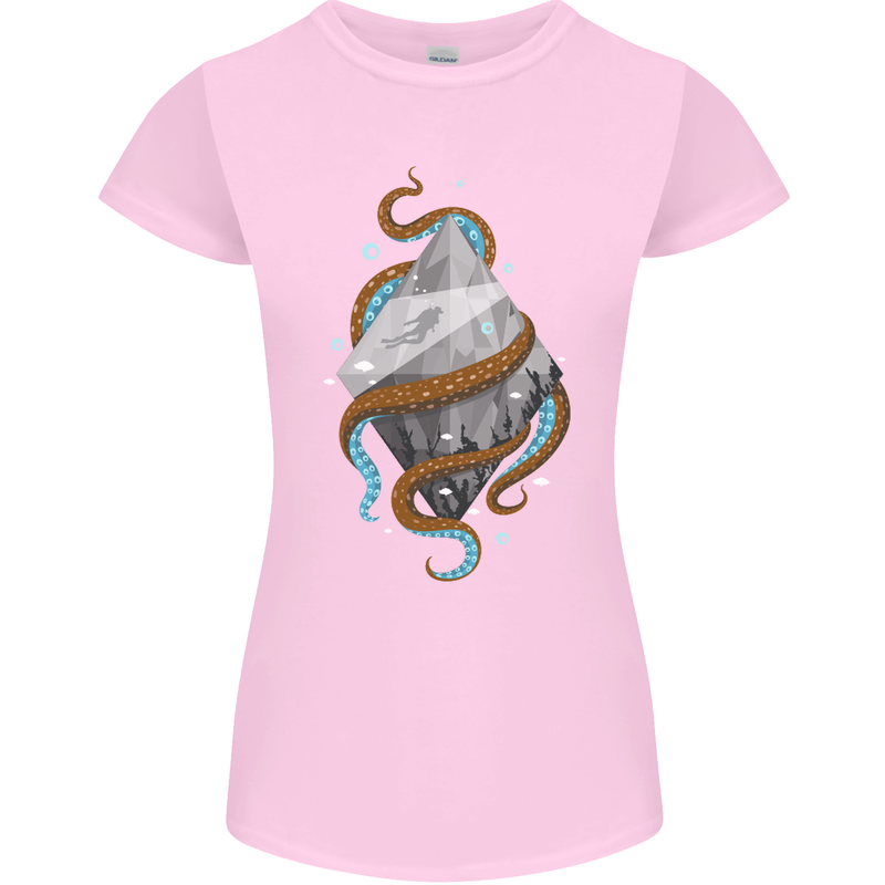 Abstract Scuba Diver Diving Dive Womens Petite Cut T-Shirt Light Pink