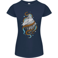 Abstract Scuba Diver Diving Dive Womens Petite Cut T-Shirt Navy Blue