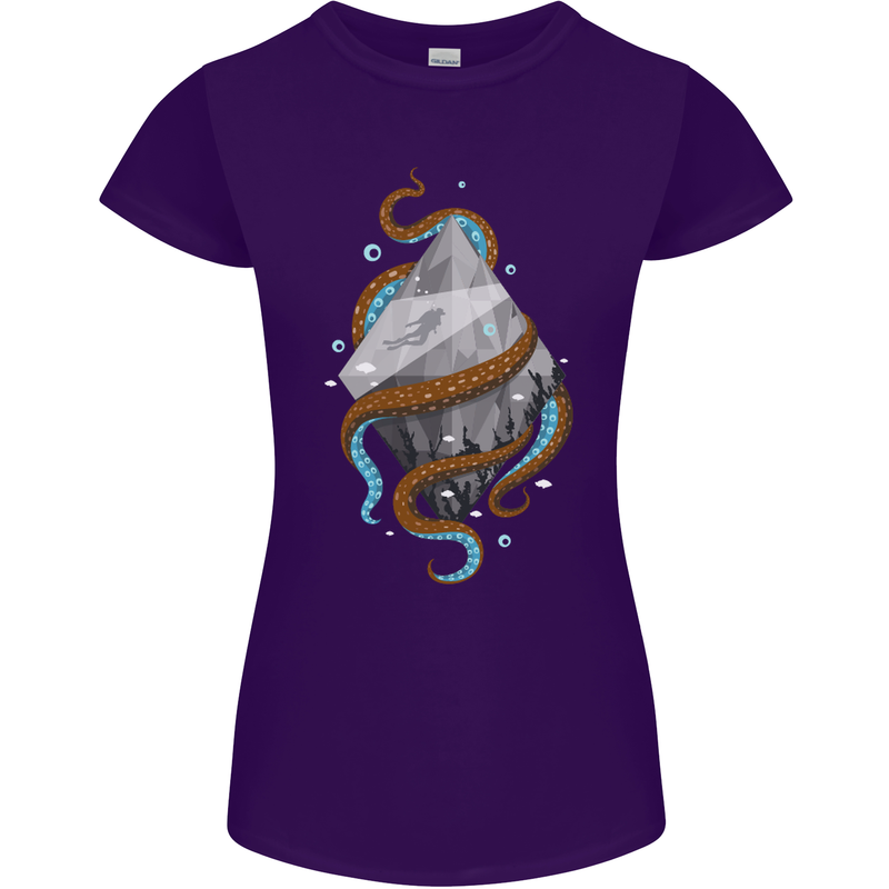 Abstract Scuba Diver Diving Dive Womens Petite Cut T-Shirt Purple