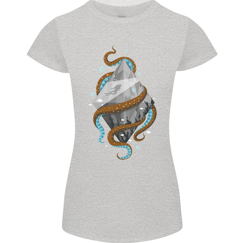 Abstract Scuba Diver Diving Dive Womens Petite Cut T-Shirt Sports Grey