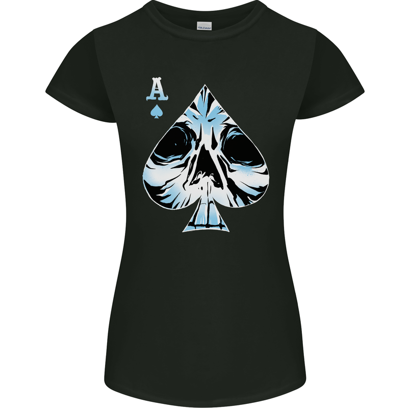 Ace of Spades Skull Womens Petite Cut T-Shirt Black