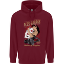 Aces Garage Hotrod Hot Rod Dragster Car Childrens Kids Hoodie Maroon