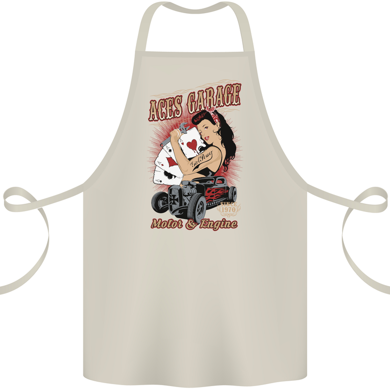 Aces Garage Hotrod Hot Rod Dragster Car Cotton Apron 100% Organic Natural