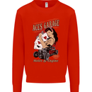 Aces Garage Hotrod Hot Rod Dragster Car Kids Sweatshirt Jumper Bright Red
