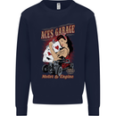 Aces Garage Hotrod Hot Rod Dragster Car Kids Sweatshirt Jumper Navy Blue