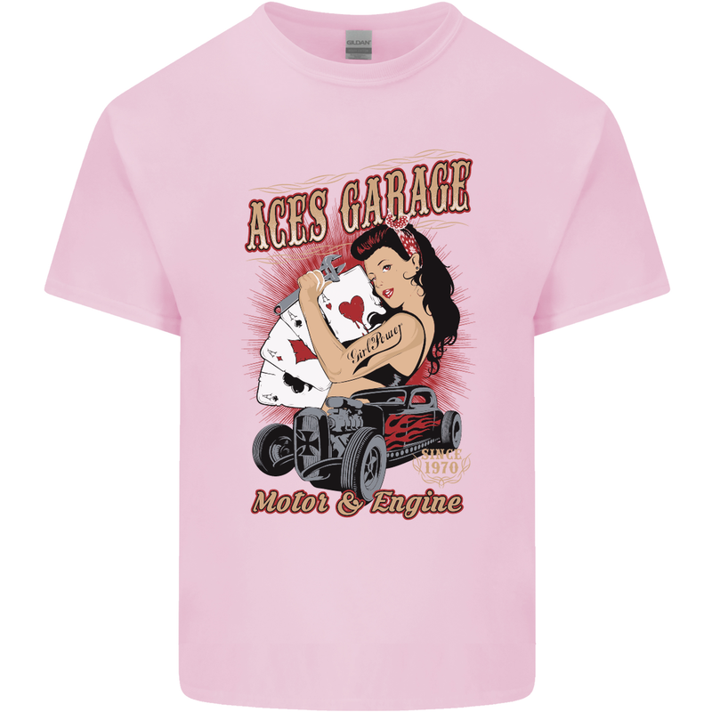 Aces Garage Hotrod Hot Rod Dragster Car Kids T-Shirt Childrens Light Pink