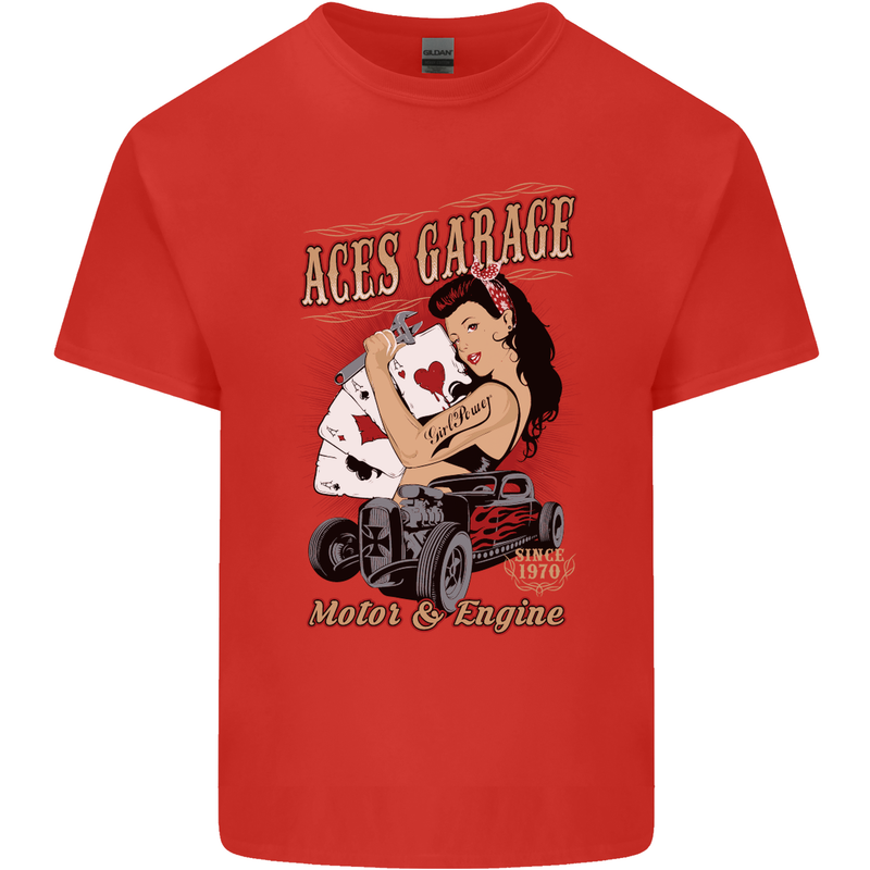 Aces Garage Hotrod Hot Rod Dragster Car Kids T-Shirt Childrens Red