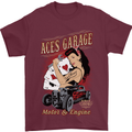 Aces Garage Hotrod Hot Rod Dragster Car Mens T-Shirt Cotton Gildan Maroon