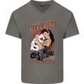 Aces Garage Hotrod Hot Rod Dragster Car Mens V-Neck Cotton T-Shirt Charcoal
