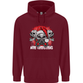 Acid Christmas Skulls Childrens Kids Hoodie Maroon