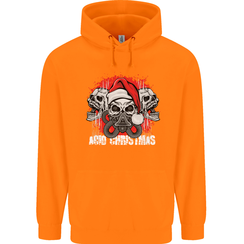 Acid Christmas Skulls Childrens Kids Hoodie Orange