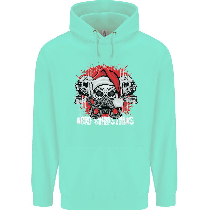Acid Christmas Skulls Childrens Kids Hoodie Peppermint