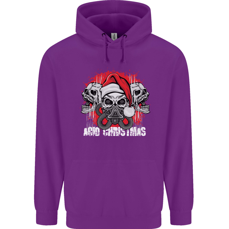 Acid Christmas Skulls Childrens Kids Hoodie Purple
