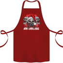 Acid Christmas Skulls Cotton Apron 100% Organic Maroon