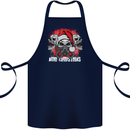 Acid Christmas Skulls Cotton Apron 100% Organic Navy Blue