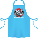 Acid Christmas Skulls Cotton Apron 100% Organic Turquoise