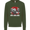 Acid Christmas Skulls Kids Sweatshirt Jumper Forest Green