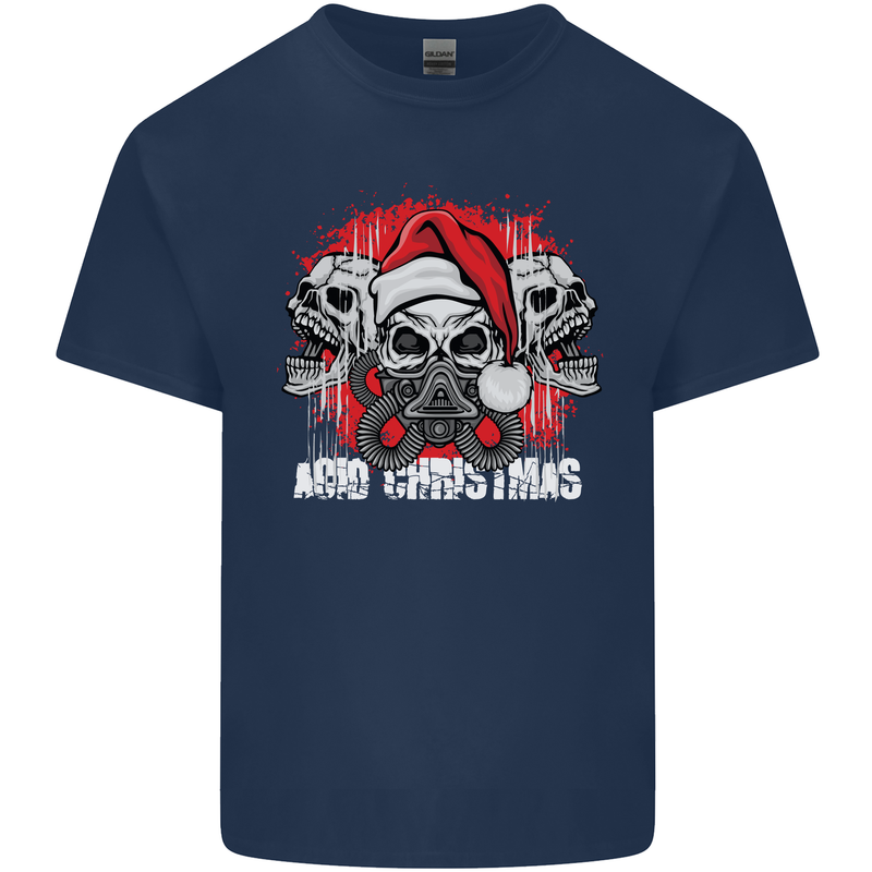 Acid Christmas Skulls Kids T-Shirt Childrens Navy Blue