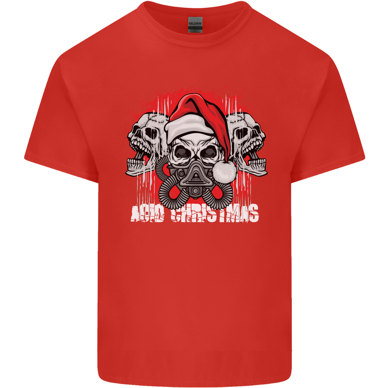 Acid Christmas Skulls Kids T-Shirt Childrens Red