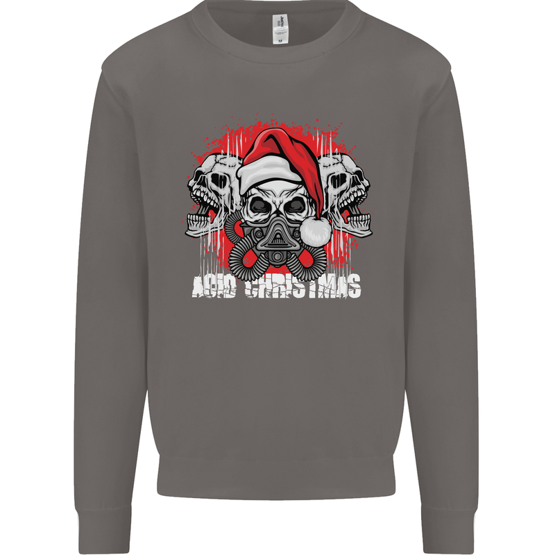 Acid Christmas Skulls Mens Sweatshirt Jumper Charcoal