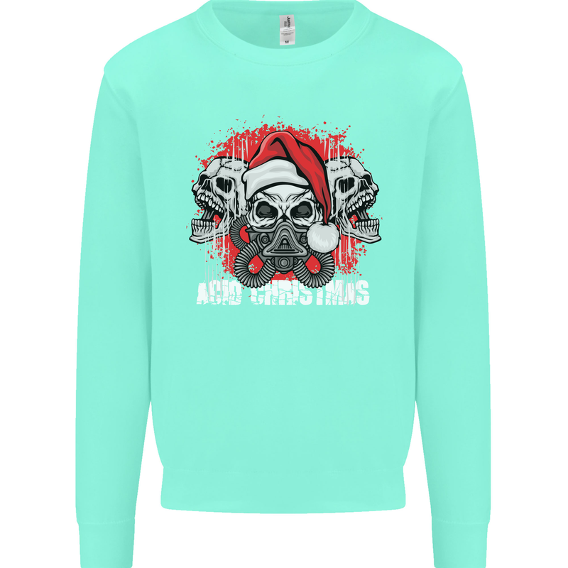 Acid Christmas Skulls Mens Sweatshirt Jumper Peppermint