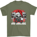 Acid Christmas Skulls Mens T-Shirt Cotton Gildan Military Green