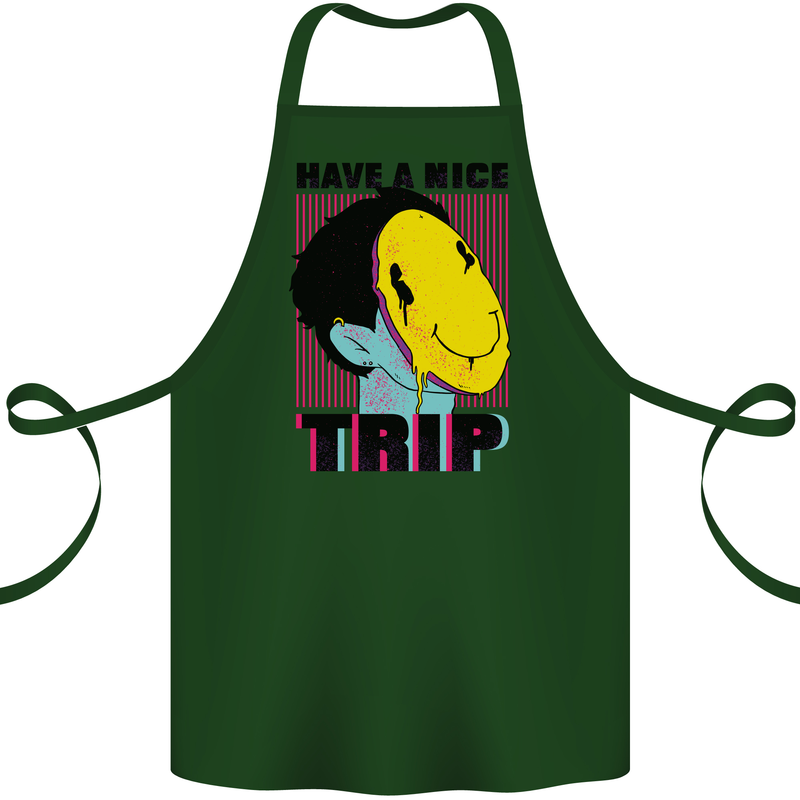 Acid Have a Nice Trip Drugs LSD Trippy Cotton Apron 100% Organic Forest Green