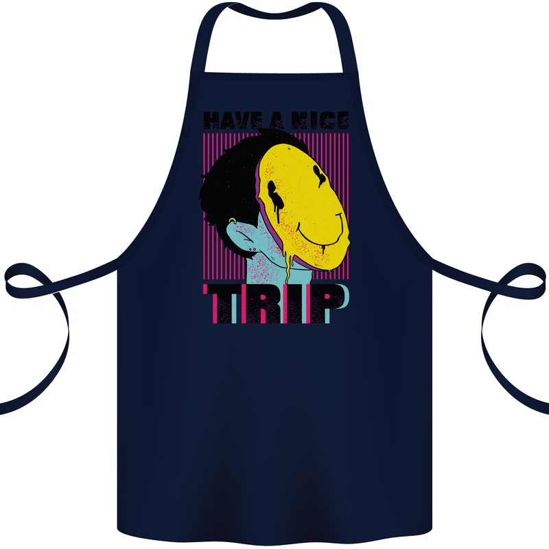 Acid Have a Nice Trip Drugs LSD Trippy Cotton Apron 100% Organic Navy Blue