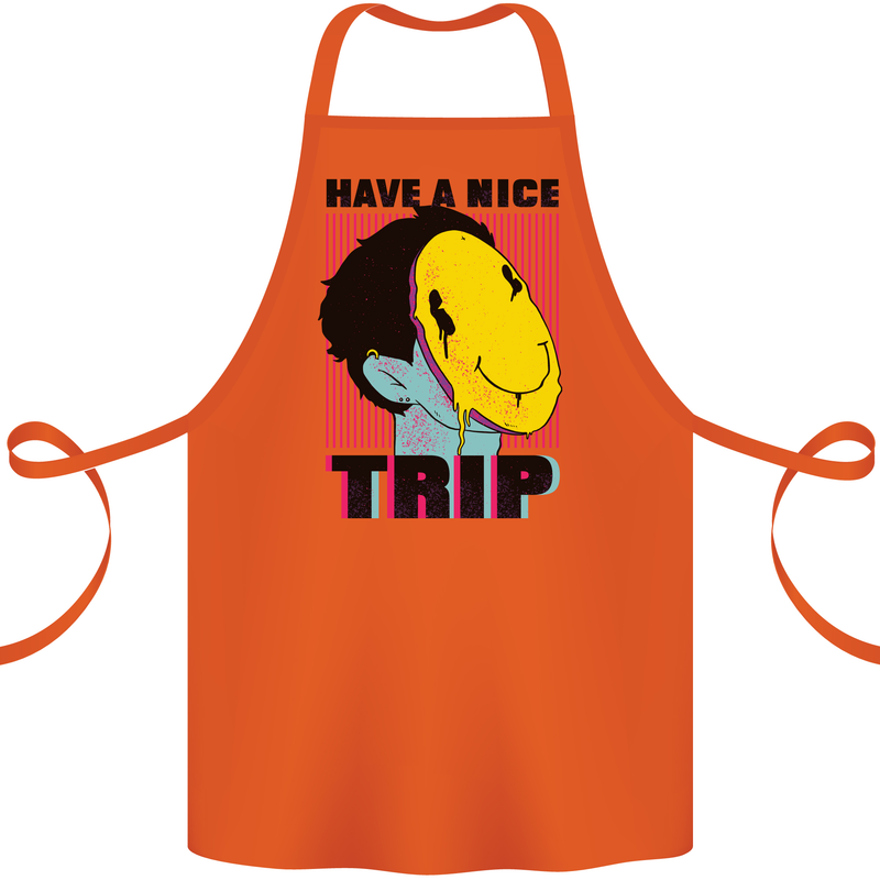 Acid Have a Nice Trip Drugs LSD Trippy Cotton Apron 100% Organic Orange