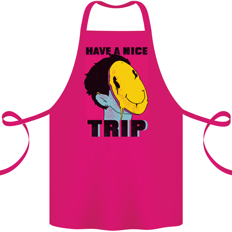 Acid Have a Nice Trip Drugs LSD Trippy Cotton Apron 100% Organic Pink