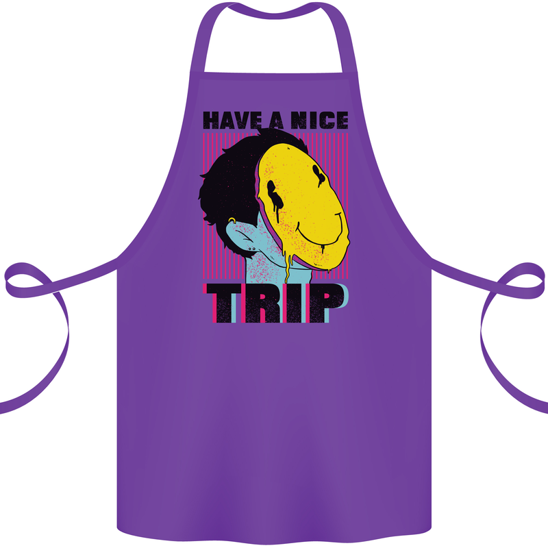 Acid Have a Nice Trip Drugs LSD Trippy Cotton Apron 100% Organic Purple