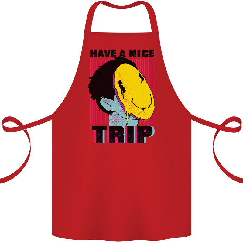 Acid Have a Nice Trip Drugs LSD Trippy Cotton Apron 100% Organic Red