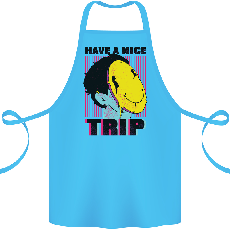 Acid Have a Nice Trip Drugs LSD Trippy Cotton Apron 100% Organic Turquoise