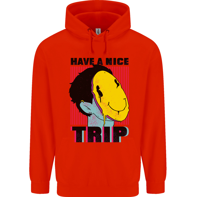 Acid Have a Nice Trip Drugs LSD Trippy Mens 80% Cotton Hoodie Bright Red