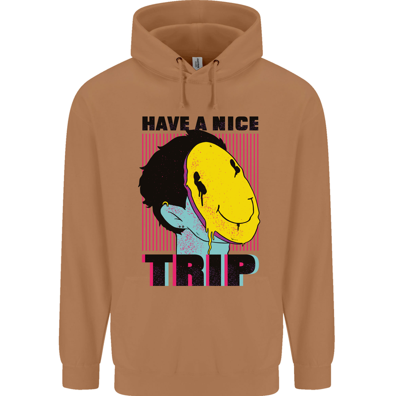 Acid Have a Nice Trip Drugs LSD Trippy Mens 80% Cotton Hoodie Caramel Latte