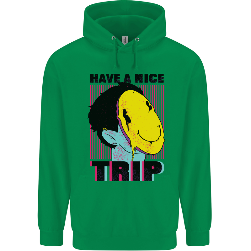 Acid Have a Nice Trip Drugs LSD Trippy Mens 80% Cotton Hoodie Irish Green