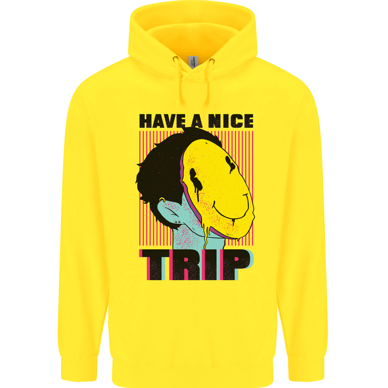 Acid Have a Nice Trip Drugs LSD Trippy Mens 80% Cotton Hoodie Yellow