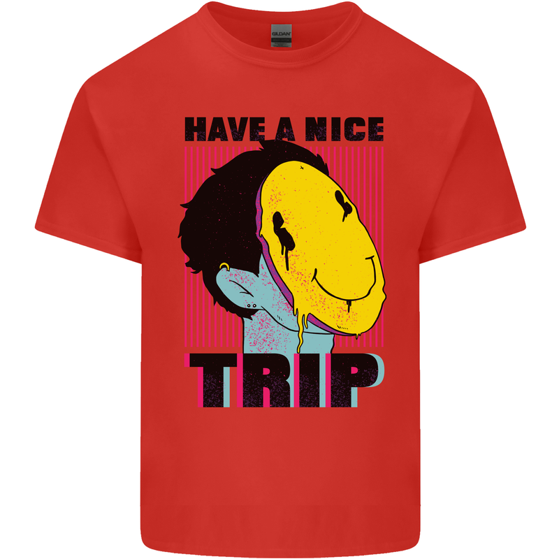 Acid Have a Nice Trip Drugs LSD Trippy Mens Cotton T-Shirt Tee Top Red