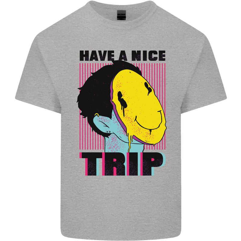 Acid Have a Nice Trip Drugs LSD Trippy Mens Cotton T-Shirt Tee Top Sports Grey