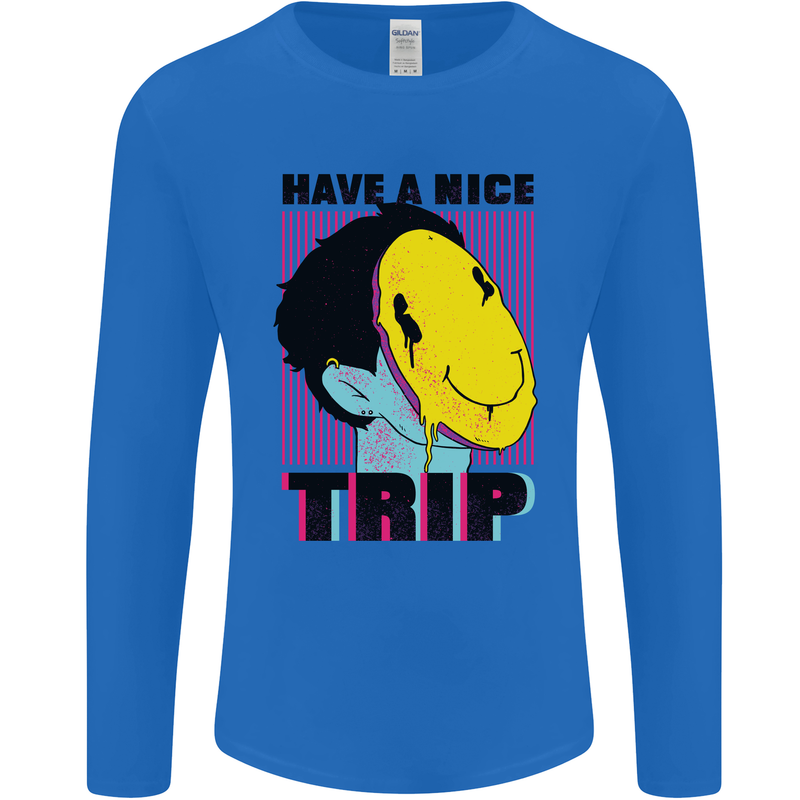 Acid Have a Nice Trip Drugs LSD Trippy Mens Long Sleeve T-Shirt Royal Blue