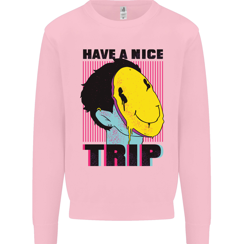 Acid Have a Nice Trip Drugs LSD Trippy Mens Sweatshirt Jumper Light Pink